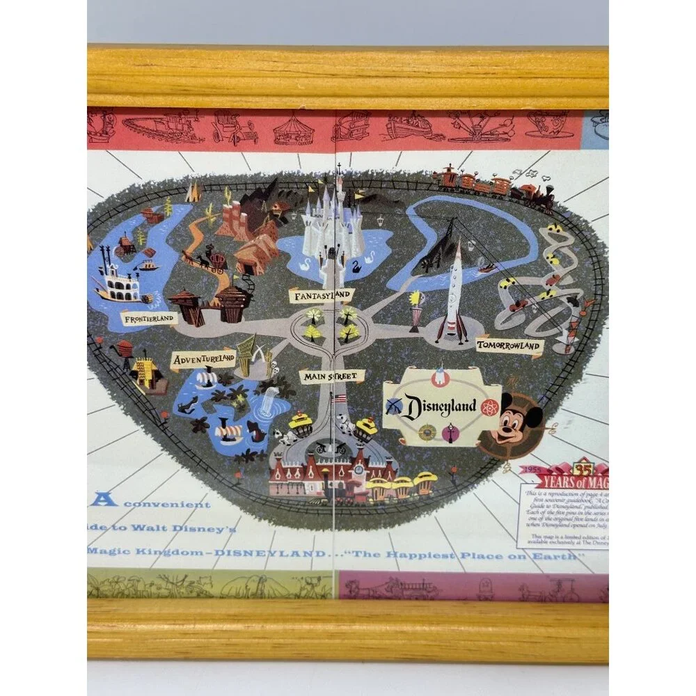 VTG Disneyland 35th Anniversary Years of‎ Magic Framed Map 12